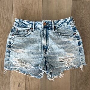 American Eagle Outfitters Light Blue Distressed Jean Shorts